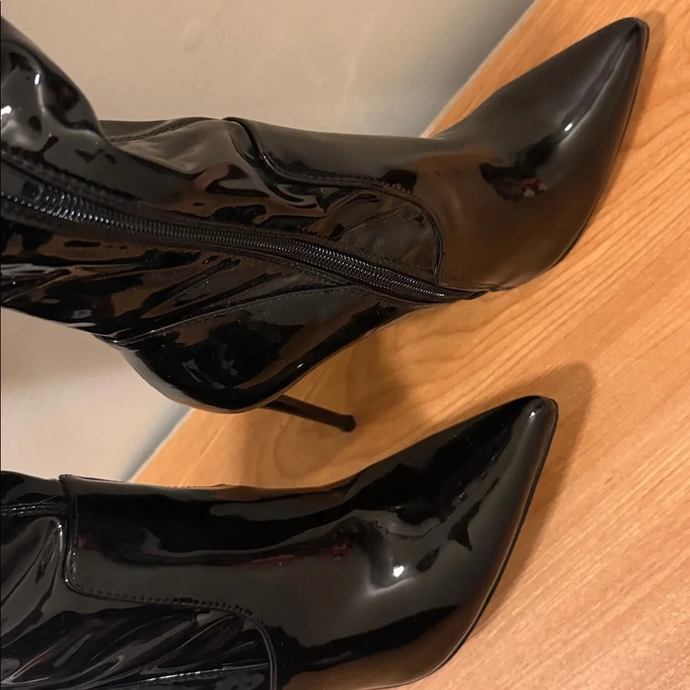 Steve Madden Over-the-Knee Women's Boots Black Patent Stiletto Pretty Woman 7.5
